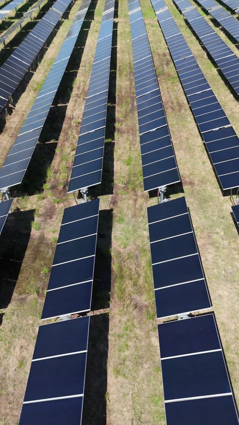 Vertical Aerial Drone Shot of Solar Panel Farm Vídeos de archivo 333531191