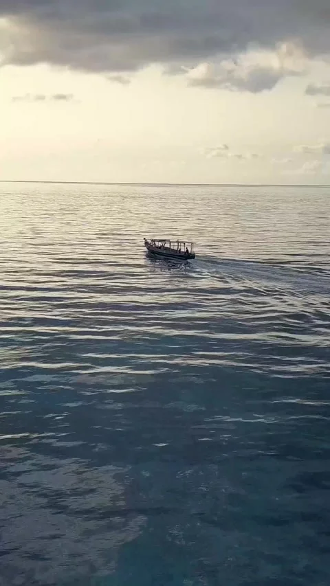 Vertical of Aerial drone view. Speed boat for tourism goes in ocean Stock Footage 276935447