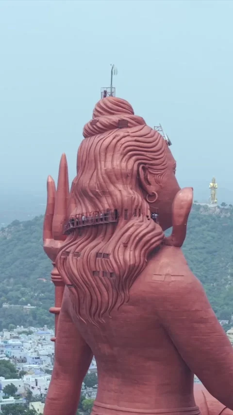 Vertical Aerial Drone View of Statue of Belief Nathdwara Rajasthan Stock Footage 344639511
