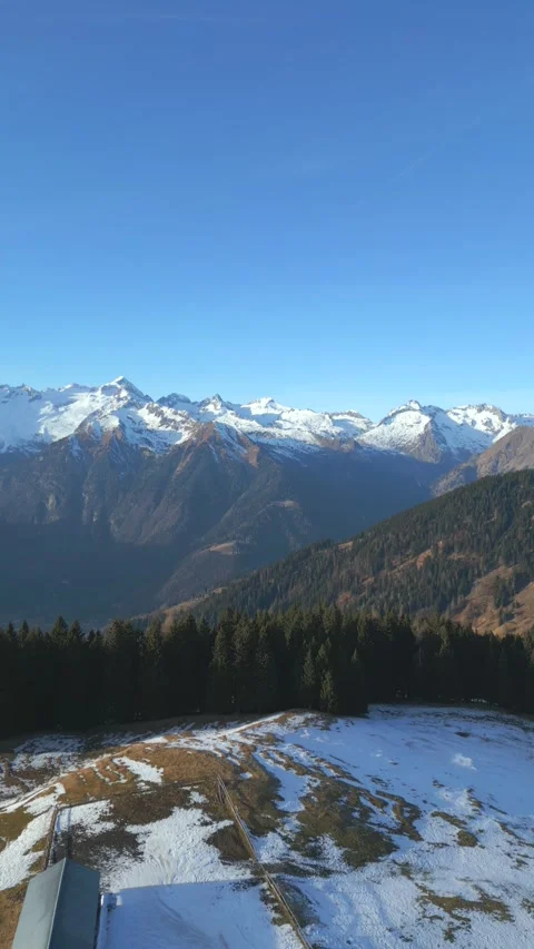 Vertical aerial footage of a mountain range. Stock Footage 260532109