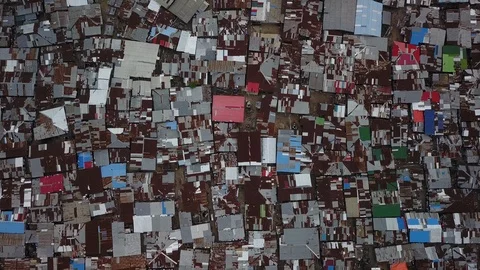 Vertical Aerial of Massive Dense Slum Pulling Straight Up Stock-Footage 101630942