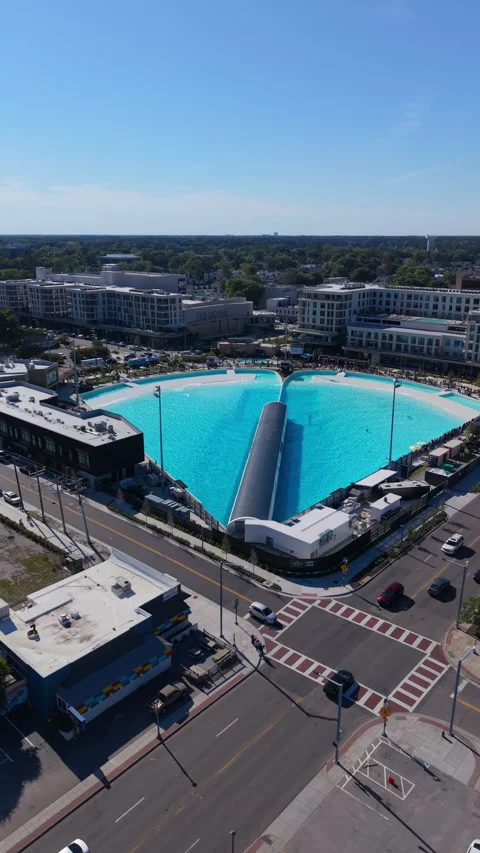 Vertical Aerial Orbit Around Atlantic Park Surf Lagoon Virginia Beach Virginia Stock Footage 334979875