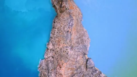 Vertical Aerial Perspective of Winding Volcano Ridge Crest in Kelimutu Flores Stock-Footage 340537586