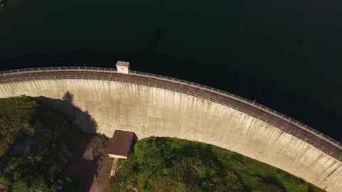 Vertical Aerial Rise Above Diga di Cavia Dam Stock Footage 336935675