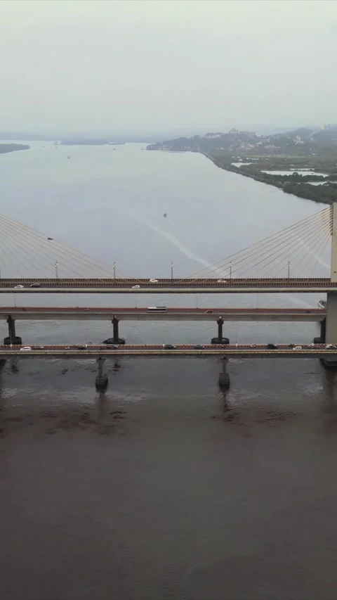 Vertical Aerial Shot of Atal Setu Bridge Goa India Video stock 335505190