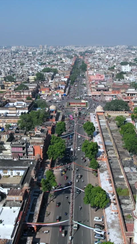 Vertical Aerial Shot of Bapu Bazaar Jaipur Rajasthan India 库存影片 335267083