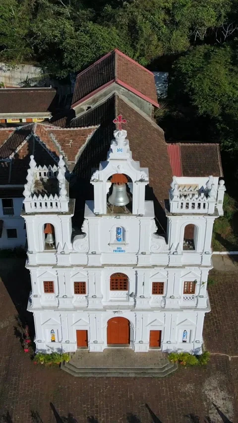 Vertical Aerial Shot of Immaculate Conception Church Panjim Goa India Stock-Footage 335266638