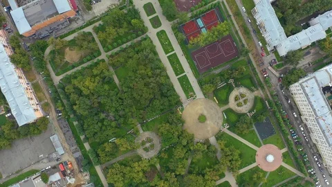 Vertical aerial top down view shot and looking down on intersection in the city Stock Footage 114962921