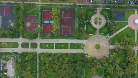 Vertical aerial top down view shot and looking down on intersection in the city Video stock 114963477