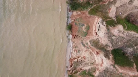 Vertical aerial top down view shot and looking down on Dnipro river and hills Stock Footage 197149642