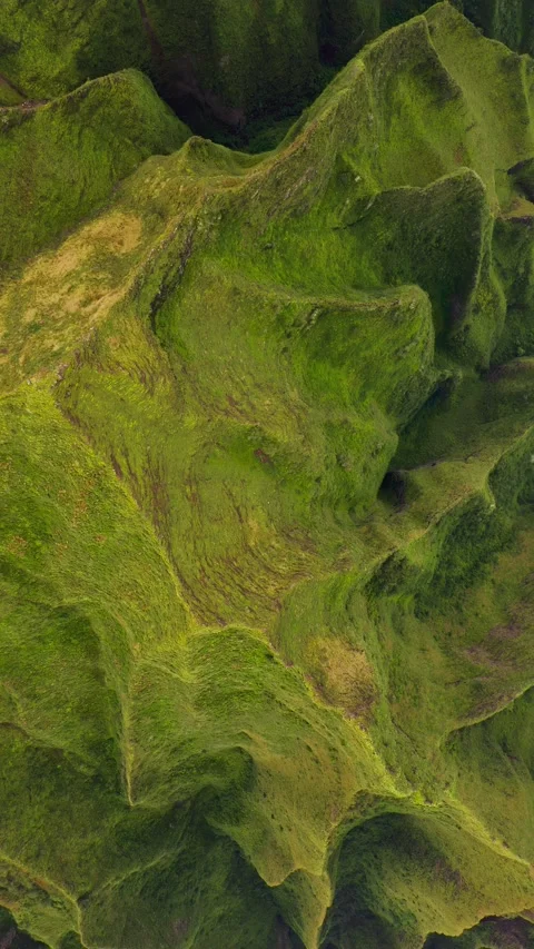 Vertical Aerial Top-Down View of Green Mountain Ridges Stock Footage 337926995