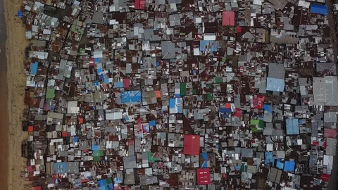 Vertical Aerial Tracking Over Massive Dense Slum Stock-Footage 101632205