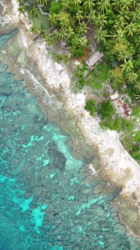 Vertical aerial  video beach with clear water 6 Stock Footage 304544642