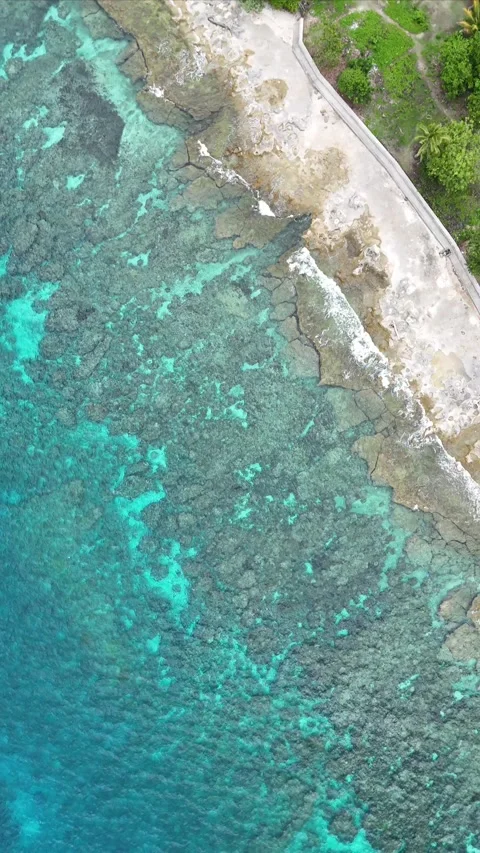 Vertical aerial  video beach with clear water 7 Video stock 304544685
