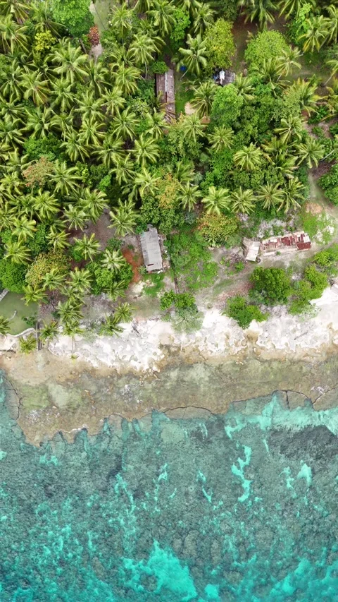 Vertical aerial video beach with clear water 2 Stock Footage 304547818