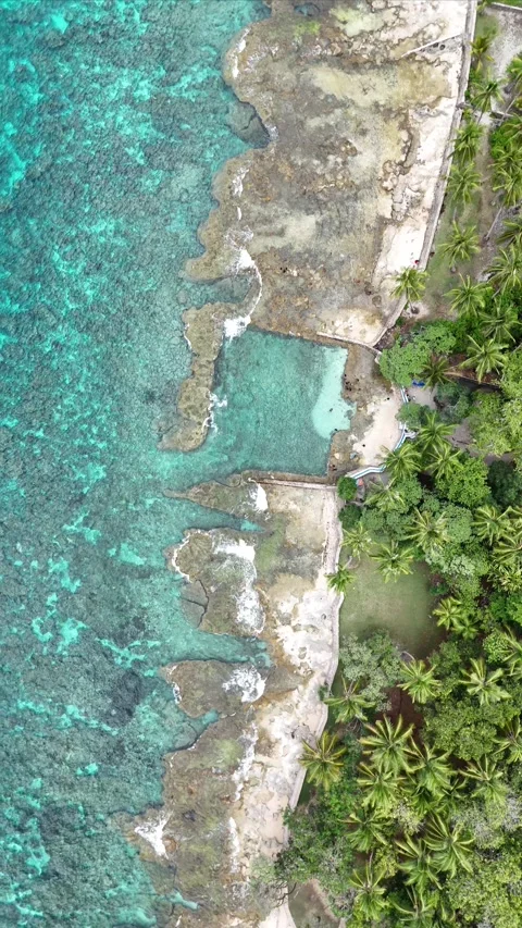 Vertical aerial video on the beach with clear water 6 Stock Footage 304548006