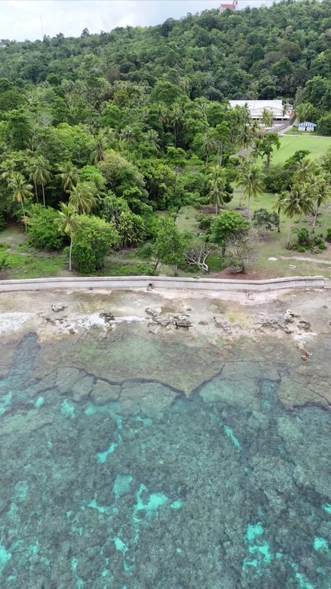 Vertical aerial video beach with clear water 2 Stock Footage 304782480