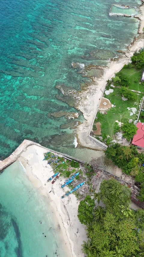 Vertical aerial video beautiful beach 6 Stock Footage 304579121