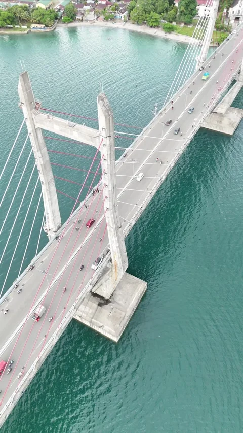 Vertical aerial video bridge Stock Footage 304448248