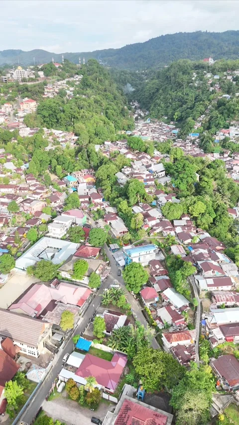 Vertical aerial video landscape in city of music Ambon 2 Video stock 305047553