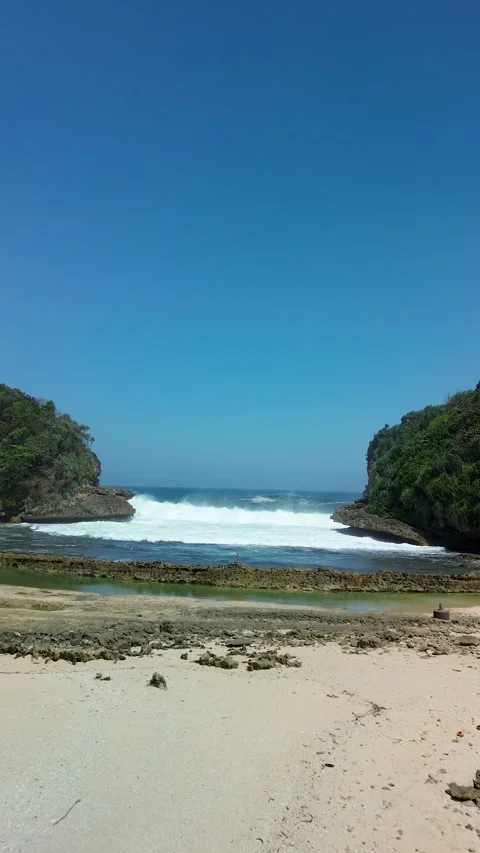 Vertical Aerial View of Batu Bengkung Beach Malang East Java August 6 2026 Video stock 342834793