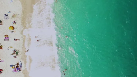 Vertical aerial view of beach in Tropea Italy Stock Footage 248009059