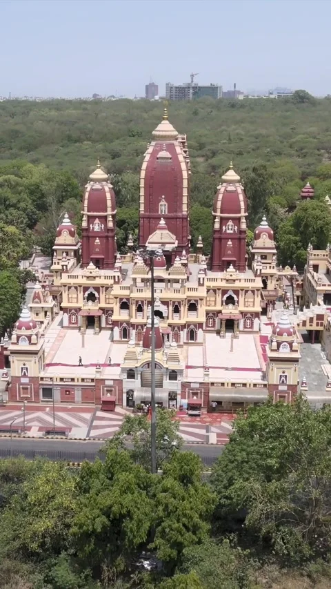 Vertical Aerial View of Birla Mandir Lakshmi Narayan Temple Delhi India 库存影片 331559932