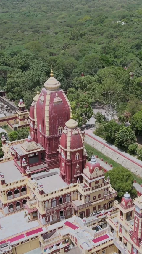 Vertical Aerial View of Birla Mandir Lakshmi Narayan Temple Delhi India Video stock 331559939