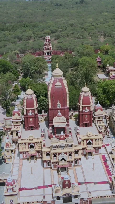 Vertical Aerial View of Birla Mandir Lakshmi Narayan Temple Delhi India Stock Footage 331559940