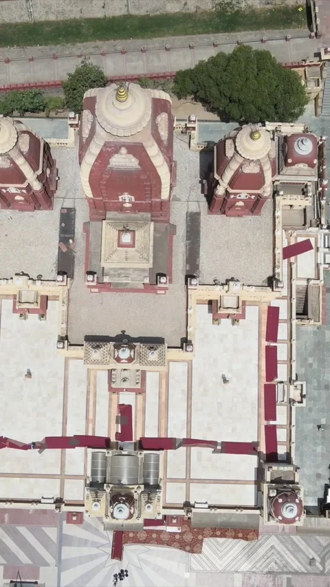 Vertical Aerial View of Birla Mandir Lakshmi Narayan Temple Delhi India Stock Footage 331559979