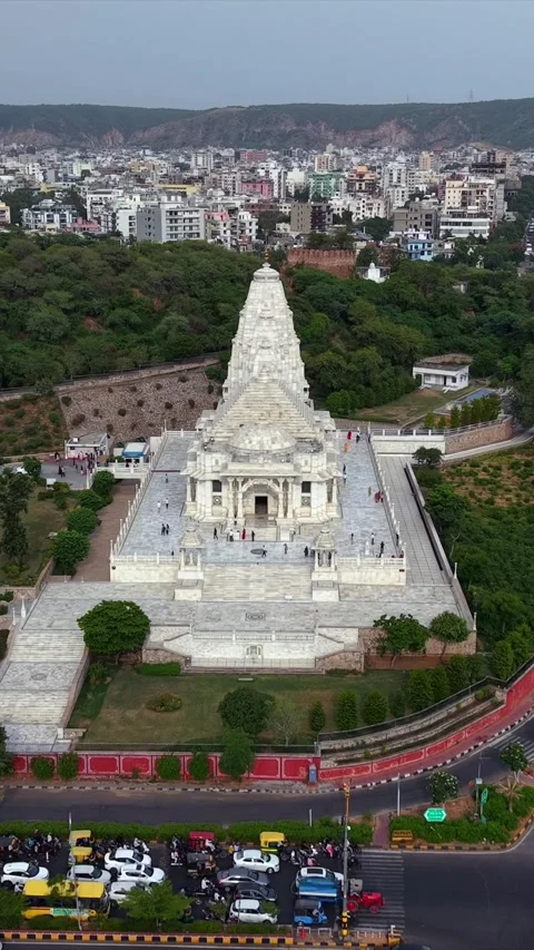 Vertical Aerial View of Birla Mandir Jaipur Rajasthan Stock Footage 343501888