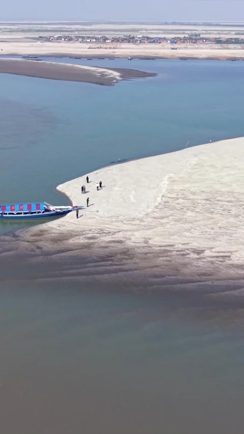 Vertical Aerial View of Brahmaputra River in Assam India 動画素材 336843639