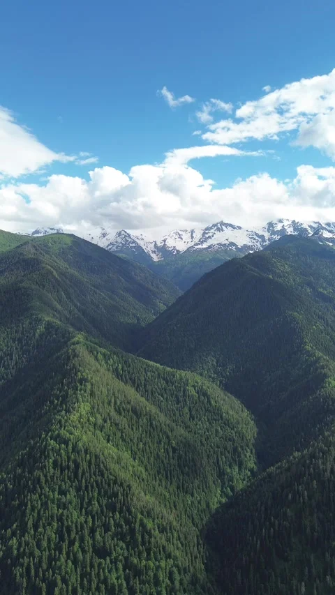 Vertical Aerial View of Caucasus Range With Cloud Shadows, Georgia, 4K Stock Footage 339751221