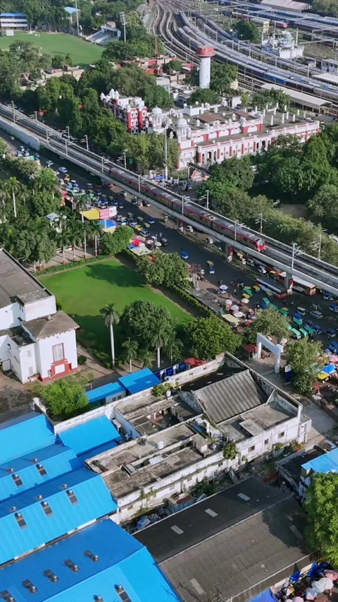 Vertical Aerial View of Charbagh Railway Station Lucknow India Stock Footage 332326562