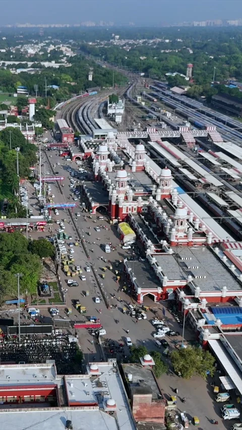 Vertical Aerial View of Charbagh Railway Station Lucknow India Stock-Footage 332327207