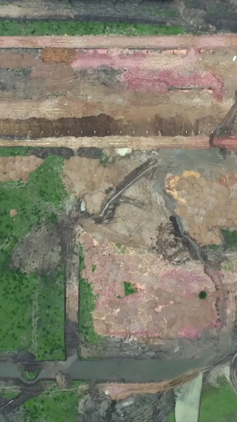 Vertical Aerial View of Construction Work at a Rural Site in India Video stock 348833960