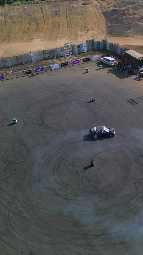 Vertical Aerial View of Drift Event at Aamby Valley Air Strip, Lonavala Stock Footage 340538886