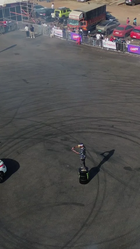 Vertical Aerial View of Drift Event at Aamby Valley Air Strip, Lonavala Stock Footage 340538956