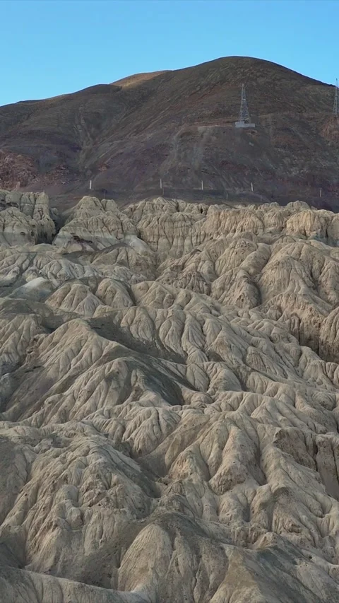 Vertical Aerial View of Eroded Rock Formations in Ladakh India Stock Footage 337285670