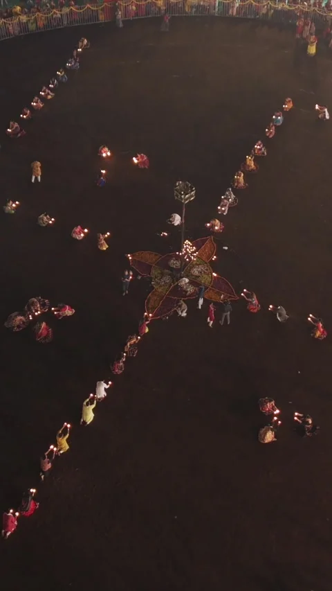 Vertical Aerial View of Garba Celebration in Bhopal Video stock 341663186