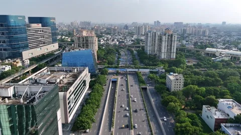 Vertical Aerial View of Gurugram Cyber City India Stock Footage 343498445