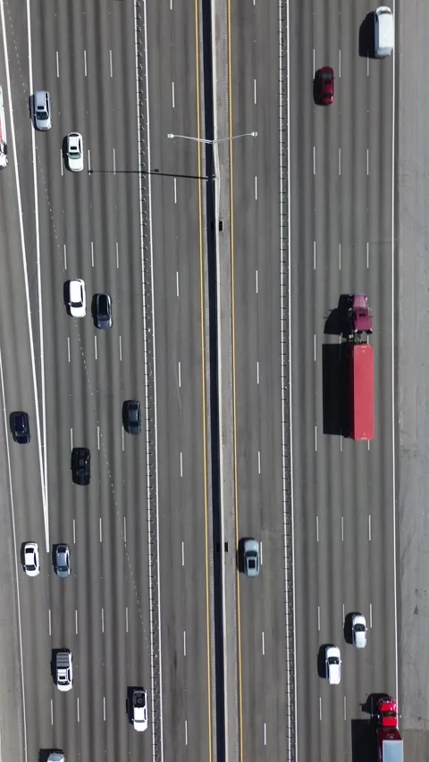 Vertical Aerial View of Highway Traffic, Florida Drone Stock Footage 340522461