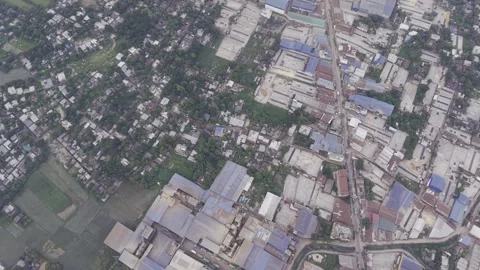 Vertical Aerial View of an Industrial Area in Kushtia Bangladesh Stock Footage 337980165
