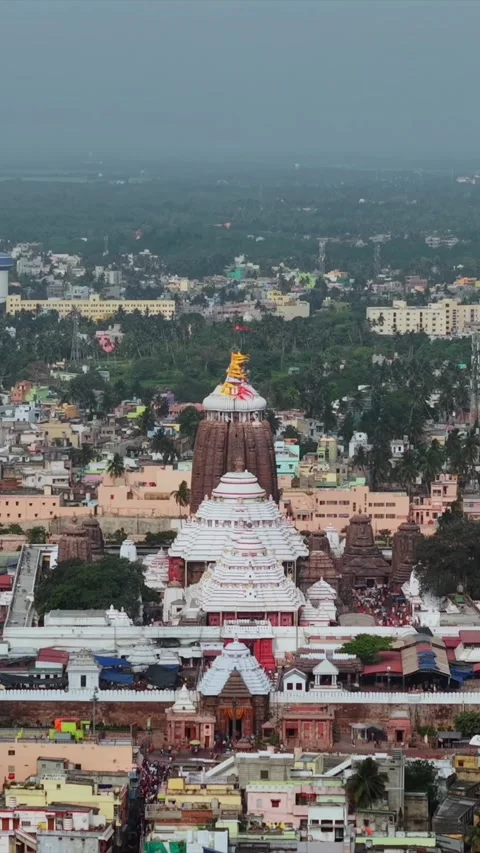 Vertical Aerial View of Jagannath Temple in Puri, Odisha Stock-Footage 341908381