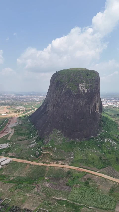 Vertical aerial view of a massive granite rock formation Stock-Footage 345449900