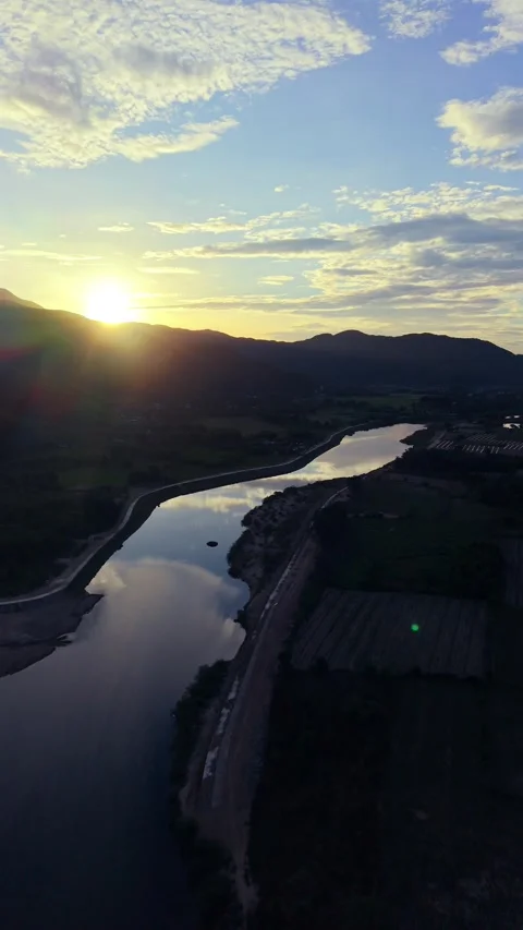 Vertical Aerial View of Mekong River Through Tropical Landscape 스톡 동영상 336610467