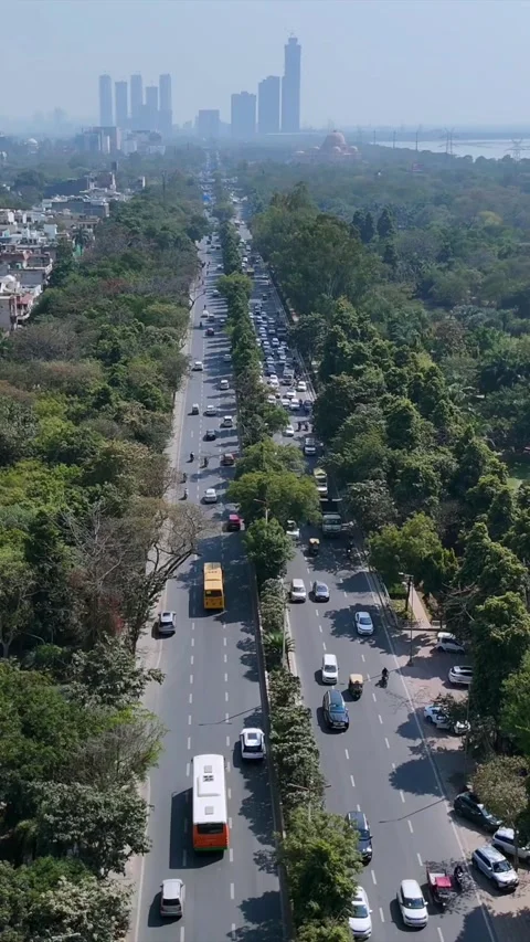 Vertical Aerial View of Noida Link Road Traffic in Delhi NCR India Stock Footage 335266291