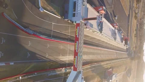 Vertical aerial view of a race car circuit, Bathurst, Australia. Stock Footage 242314013