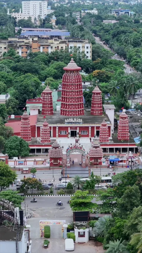 Vertical Aerial View of Ram Mandir, Bhubaneswar, Odisha Stock-Footage 340598096