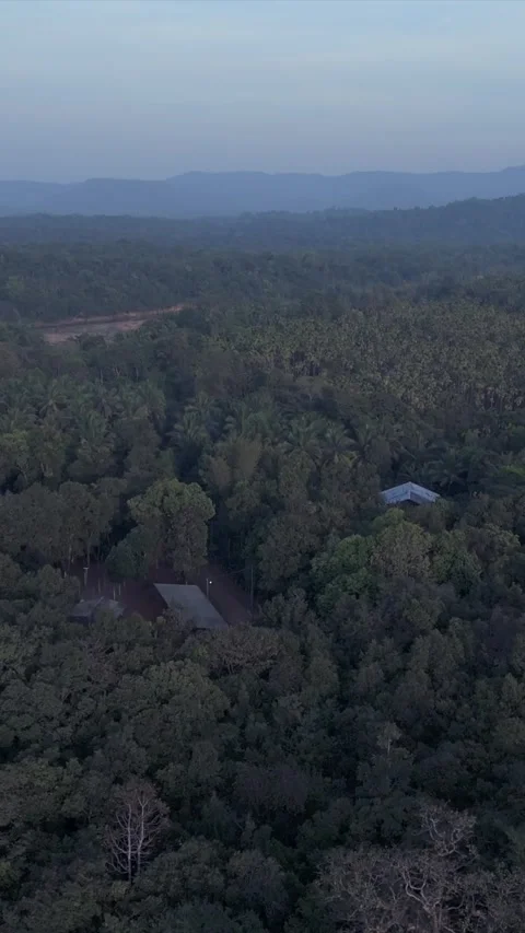 Vertical Aerial View of River and Forested Hills Near Pune Maharashtra Stock Footage 346755510